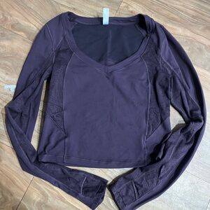 Athleta Long Sleeve V-Neck Top - Deep Plum